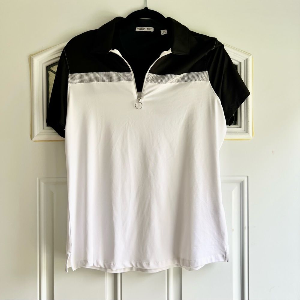NWT Bermuda Sands XP Short Sleeve Zip White Golf Shirt